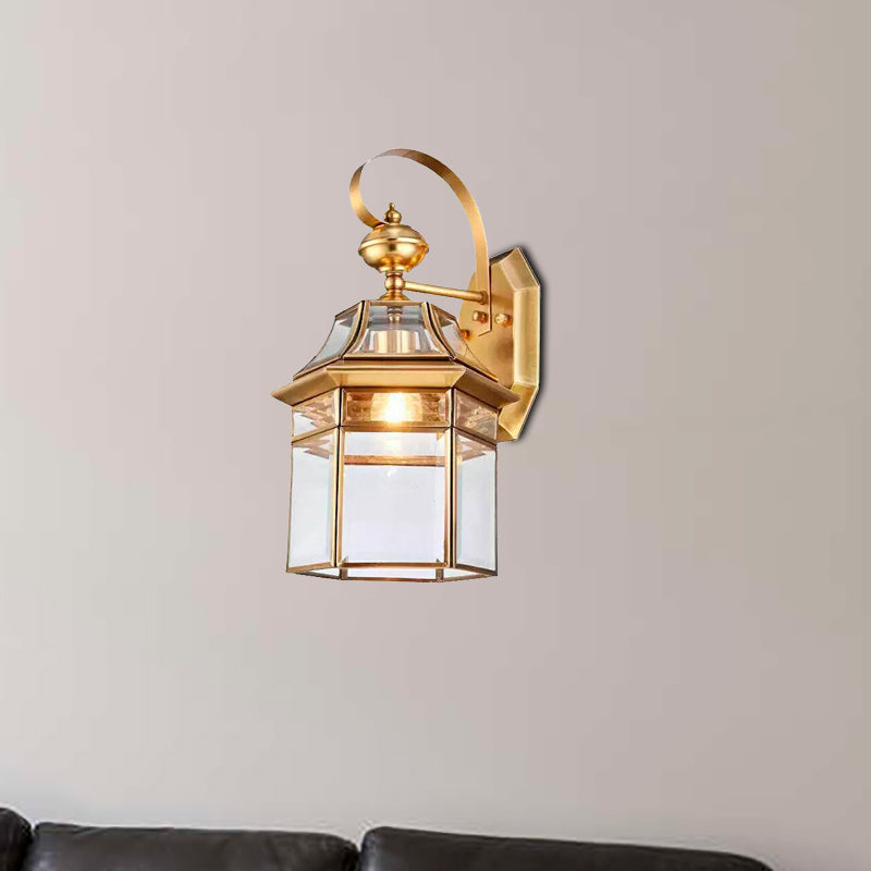 1 Bulb Wall Sconce Traditional Open Bottom Metal Wall Light Fixture in Brass for Living Room Brass Clearhalo 'Wall Lamps & Sconces' 'Wall Lights' Lighting' 273688