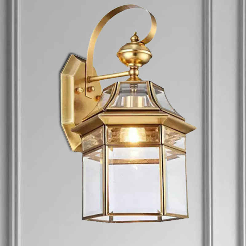 1 Bulb Wall Sconce Traditional Open Bottom Metal Wall Light Fixture in Brass for Living Room Clearhalo 'Wall Lamps & Sconces' 'Wall Lights' Lighting' 273689