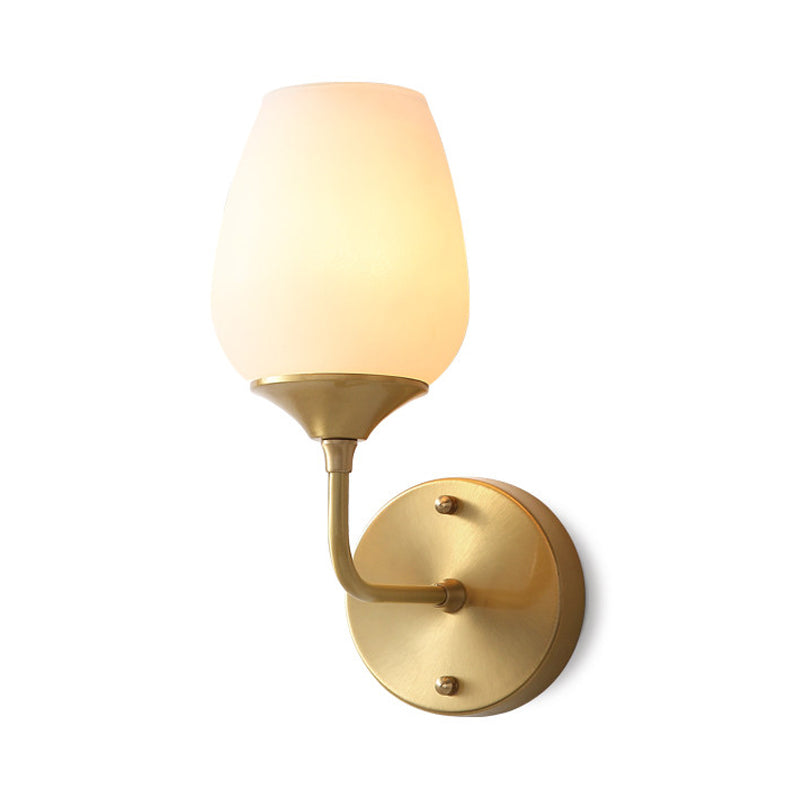 Brass 1 Head Wall Mount Light Modernism Style Cream Glass Cup Shade Wall Lighting Fixture for Living Room Clearhalo 'Wall Lamps & Sconces' 'Wall Lights' Lighting' 273805