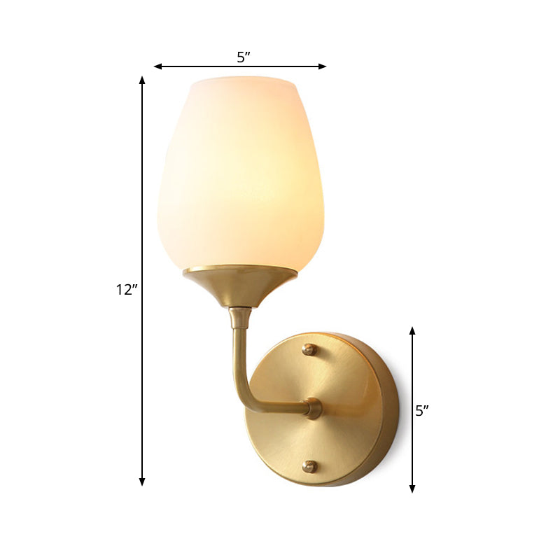 Brass 1 Head Wall Mount Light Modernism Style Cream Glass Cup Shade Wall Lighting Fixture for Living Room Clearhalo 'Wall Lamps & Sconces' 'Wall Lights' Lighting' 273806