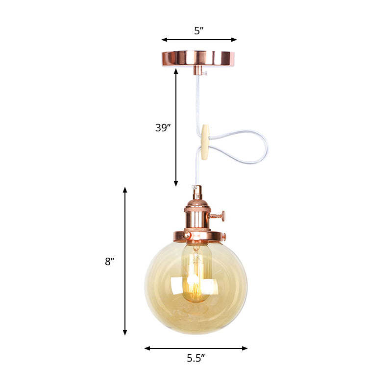 Orbit Hanging Lighting Farmhouse Amber/Clear Glass 1 Bulb Pendant Light Fixture with Adjustable Cord in Black/Bronze/Brass Finish Clearhalo 'Art Deco Pendants' 'Black' 'Cast Iron' 'Ceiling Lights' 'Ceramic' 'Crystal' 'Industrial Pendants' 'Industrial' 'Metal' 'Middle Century Pendants' 'Pendant Lights' 'Pendants' 'Rustic Pendants' 'Tiffany' Lighting' 273889