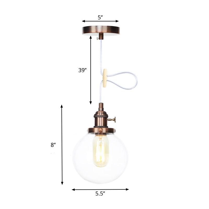 Orbit Hanging Lighting Farmhouse Amber/Clear Glass 1 Bulb Pendant Light Fixture with Adjustable Cord in Black/Bronze/Brass Finish Clearhalo 'Art Deco Pendants' 'Black' 'Cast Iron' 'Ceiling Lights' 'Ceramic' 'Crystal' 'Industrial Pendants' 'Industrial' 'Metal' 'Middle Century Pendants' 'Pendant Lights' 'Pendants' 'Rustic Pendants' 'Tiffany' Lighting' 273928