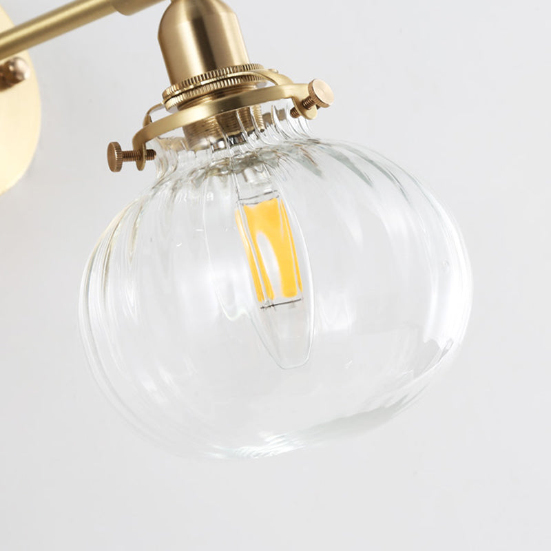 Minimalist Globe Wall Light Champagne/Clear Prismatic Glass Single Sconce Lighting Fixture in Gold Clearhalo 'Cast Iron' 'Glass' 'Industrial' 'Modern wall lights' 'Modern' 'Tiffany' 'Traditional wall lights' 'Wall Lamps & Sconces' 'Wall Lights' Lighting' 273962