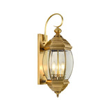 1/3-Head Metal Wall Light Traditionalism Brass Lantern Porch Wall Sconce Lighting, 7.5"/9.5" Wide Clearhalo 'Wall Lamps & Sconces' 'Wall Lights' Lighting' 273983