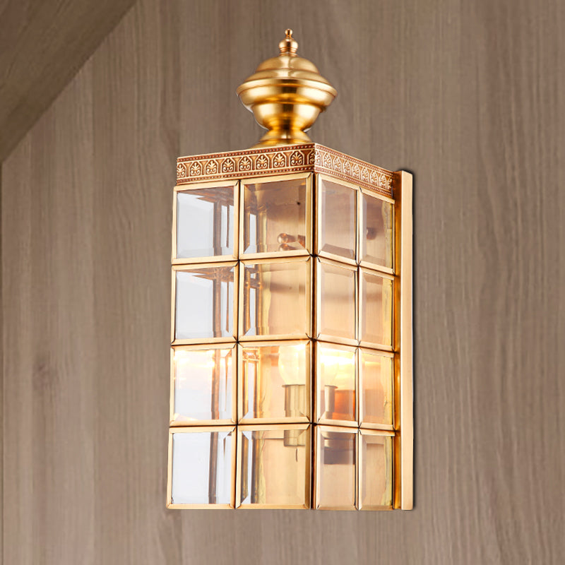 Rectangular Living Room Wall Sconce Traditional Metal 1/2-Bulb Brass Wall Mounted Light Fixture Clearhalo 'Wall Lamps & Sconces' 'Wall Lights' Lighting' 274069