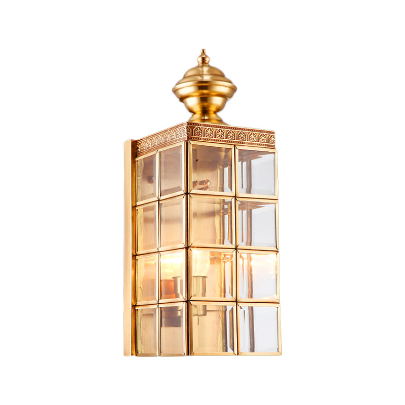 Rectangular Living Room Wall Sconce Traditional Metal 1/2-Bulb Brass Wall Mounted Light Fixture Clearhalo 'Wall Lamps & Sconces' 'Wall Lights' Lighting' 274071