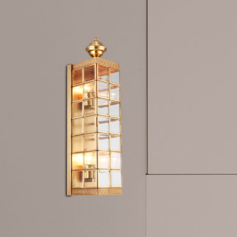 Rectangular Living Room Wall Sconce Traditional Metal 1/2-Bulb Brass Wall Mounted Light Fixture Clearhalo 'Wall Lamps & Sconces' 'Wall Lights' Lighting' 274074