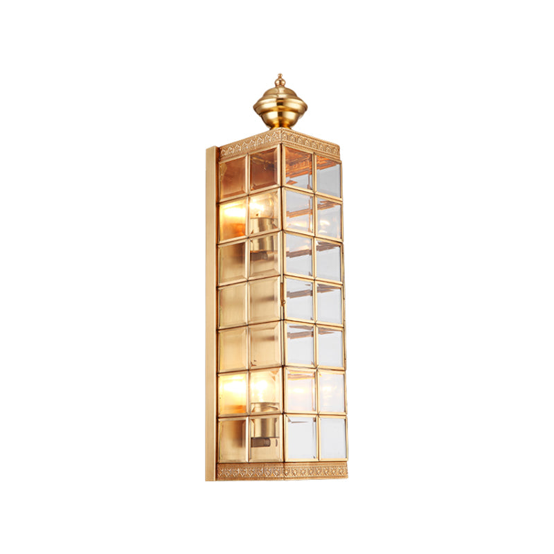 Rectangular Living Room Wall Sconce Traditional Metal 1/2-Bulb Brass Wall Mounted Light Fixture Clearhalo 'Wall Lamps & Sconces' 'Wall Lights' Lighting' 274076