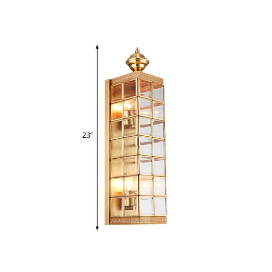 Rectangular Living Room Wall Sconce Traditional Metal 1/2-Bulb Brass Wall Mounted Light Fixture Clearhalo 'Wall Lamps & Sconces' 'Wall Lights' Lighting' 274077