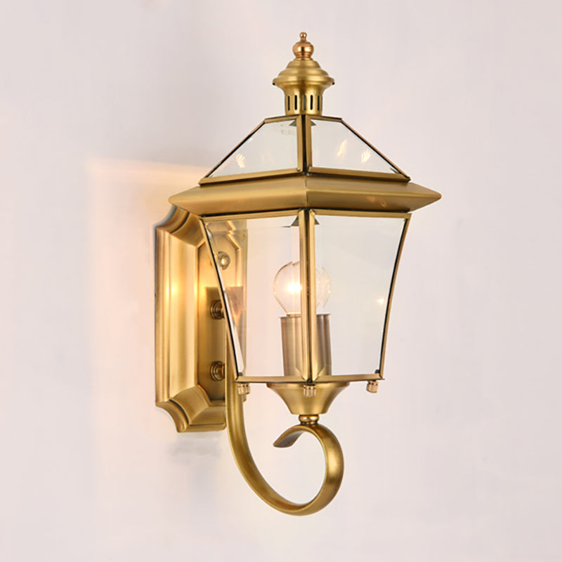 Brass Birdcage Wall Lamp Traditionalist Metal 1 Light Balcony Wall Mount Lighting, 14"/15" Tall Brass A Clearhalo 'Wall Lamps & Sconces' 'Wall Lights' Lighting' 274128