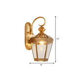 Lantern Hall Wall Lamp Traditional Metal 1 Head Brass Wall Mounted Light with Clear Glass Shade, 6"/7.5" W Clearhalo 'Wall Lamps & Sconces' 'Wall Lights' Lighting' 274193