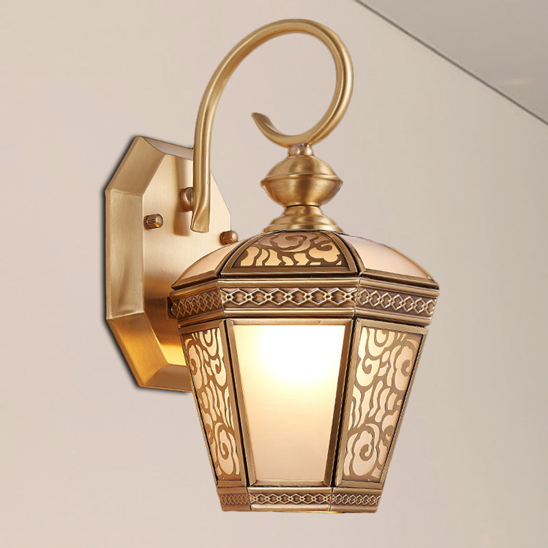 Traditionalism Geometric Wall Mount Light Single Bulb Brass Metal