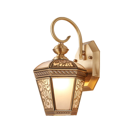 Traditionalism Geometric Wall Mount Light Single Bulb Brass Metal Wall Lighting Fixture for Balcony, 6"/7.5" Wide Clearhalo 'Wall Lamps & Sconces' 'Wall Lights' Lighting' 274274