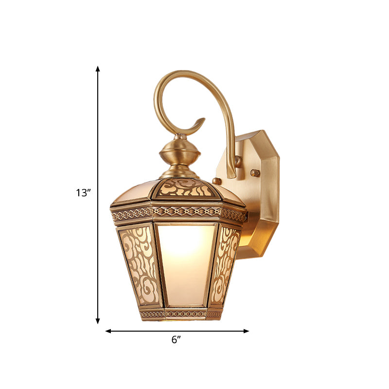 Traditionalism Geometric Wall Mount Light Single Bulb Brass Metal Wall Lighting Fixture for Balcony, 6"/7.5" Wide Clearhalo 'Wall Lamps & Sconces' 'Wall Lights' Lighting' 274275