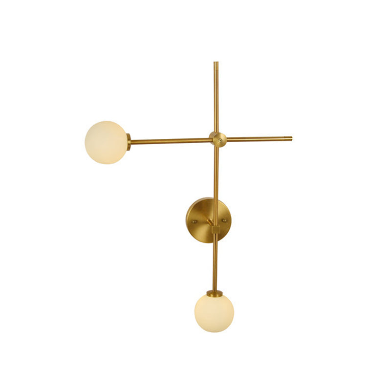 Crossed Wall Mount Lamp Modernist Closed Glass 2-Light Gold Sconce Light Fixture Clearhalo 'Cast Iron' 'Glass' 'Industrial' 'Modern wall lights' 'Modern' 'Tiffany' 'Traditional wall lights' 'Wall Lamps & Sconces' 'Wall Lights' Lighting' 274280