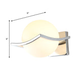 Globe Bedroom Wall Sconce Light Matte White Glass 1 Bulb Minimalist Wall Mount Lamp in Chrome Box Clearhalo 'Cast Iron' 'Glass' 'Industrial' 'Modern wall lights' 'Modern' 'Tiffany' 'Traditional wall lights' 'Wall Lamps & Sconces' 'Wall Lights' Lighting' 274287