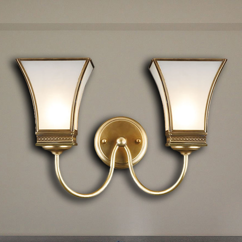 Bell Metal Wall Sconce Traditional 1/2 Bulbs Brass Living Room Wall Lighting Fixture 2.0 Brass Clearhalo 'Wall Lamps & Sconces' 'Wall Lights' Lighting' 274300