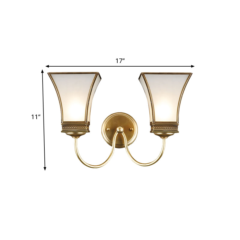 Bell Metal Wall Sconce Traditional 1/2 Bulbs Brass Living Room Wall Lighting Fixture Clearhalo 'Wall Lamps & Sconces' 'Wall Lights' Lighting' 274304