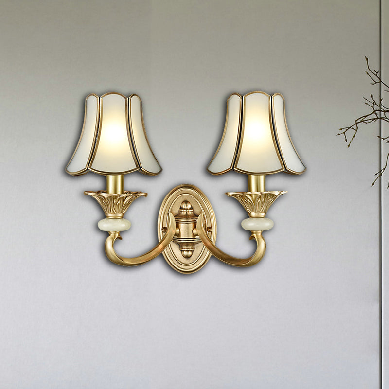 Metal Brass Sconce Light Fixture Flared 1/2 Heads Traditional Wall Mount Lamp for Living Room Clearhalo 'Wall Lamps & Sconces' 'Wall Lights' Lighting' 274324