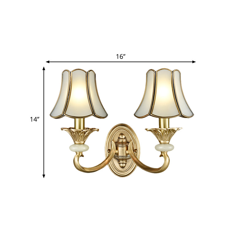 Metal Brass Sconce Light Fixture Flared 1/2 Heads Traditional Wall Mount Lamp for Living Room Clearhalo 'Wall Lamps & Sconces' 'Wall Lights' Lighting' 274327