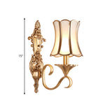 1/2 Bulbs Wall Sconce Traditional Brass Curved Metal Wall Light Fixture for Living Room Clearhalo 'Wall Lamps & Sconces' 'Wall Lights' Lighting' 274332