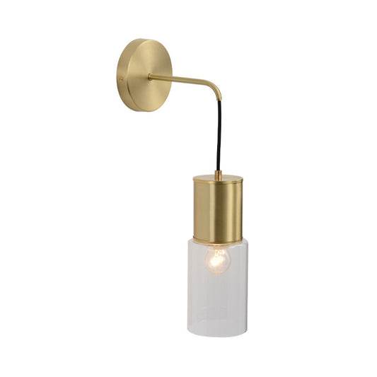 Brass Tube Wall Sconce Light Minimal Single Light Clear Glass Wall Mount Lamp Kit Clearhalo 'Cast Iron' 'Glass' 'Industrial' 'Modern wall lights' 'Modern' 'Tiffany' 'Traditional wall lights' 'Wall Lamps & Sconces' 'Wall Lights' Lighting' 274358