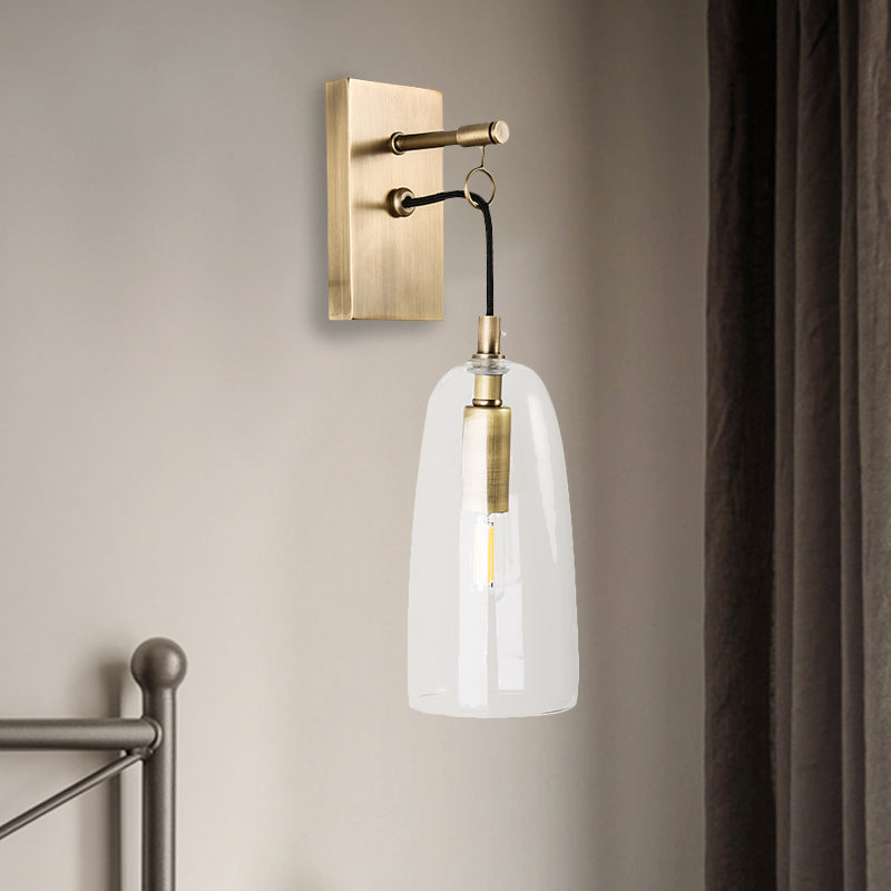 Flared Wall Mount Lamp Modern Style Clear Glass 1 Light Gold Sconce Light Fixture Gold Clearhalo 'Cast Iron' 'Glass' 'Industrial' 'Modern wall lights' 'Modern' 'Tiffany' 'Traditional wall lights' 'Wall Lamps & Sconces' 'Wall Lights' Lighting' 274361