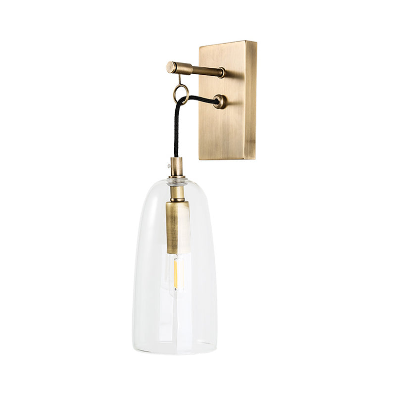 Flared Wall Mount Lamp Modern Style Clear Glass 1 Light Gold Sconce Light Fixture Clearhalo 'Cast Iron' 'Glass' 'Industrial' 'Modern wall lights' 'Modern' 'Tiffany' 'Traditional wall lights' 'Wall Lamps & Sconces' 'Wall Lights' Lighting' 274364