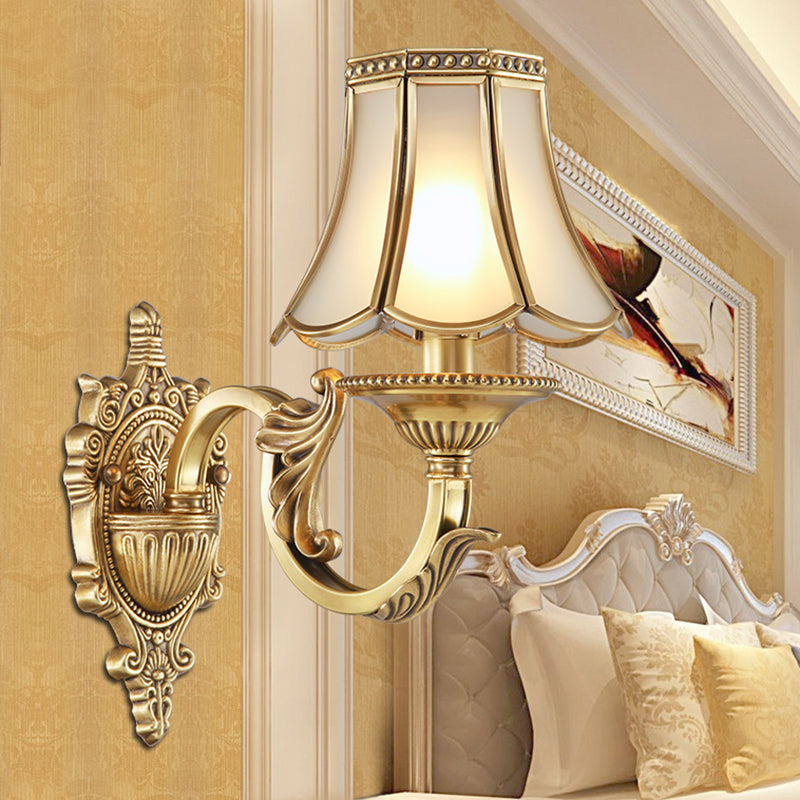 1/2-Head Bell Sconce Light Fixture Traditional Brass Metal Wall Light Sconce for Bedroom Clearhalo 'Wall Lamps & Sconces' 'Wall Lights' Lighting' 274379