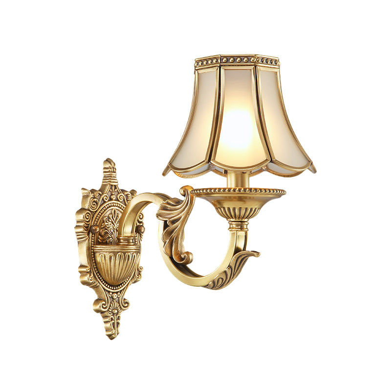 1/2-Head Bell Sconce Light Fixture Traditional Brass Metal Wall Light Sconce for Bedroom Clearhalo 'Wall Lamps & Sconces' 'Wall Lights' Lighting' 274381