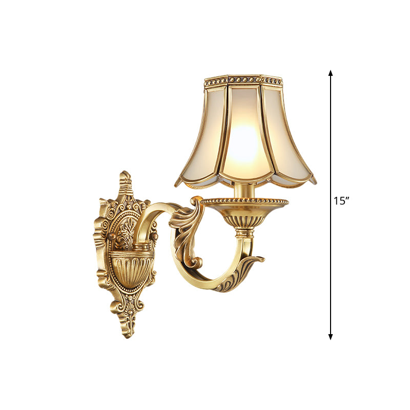 1/2-Head Bell Sconce Light Fixture Traditional Brass Metal Wall Light Sconce for Bedroom Clearhalo 'Wall Lamps & Sconces' 'Wall Lights' Lighting' 274382