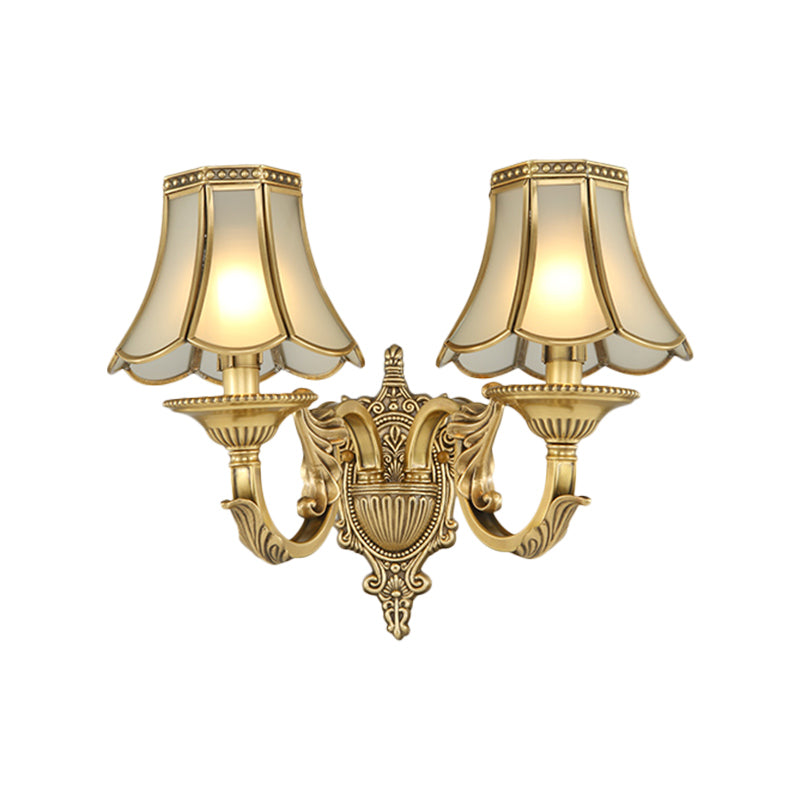 1/2-Head Bell Sconce Light Fixture Traditional Brass Metal Wall Light Sconce for Bedroom Clearhalo 'Wall Lamps & Sconces' 'Wall Lights' Lighting' 274386