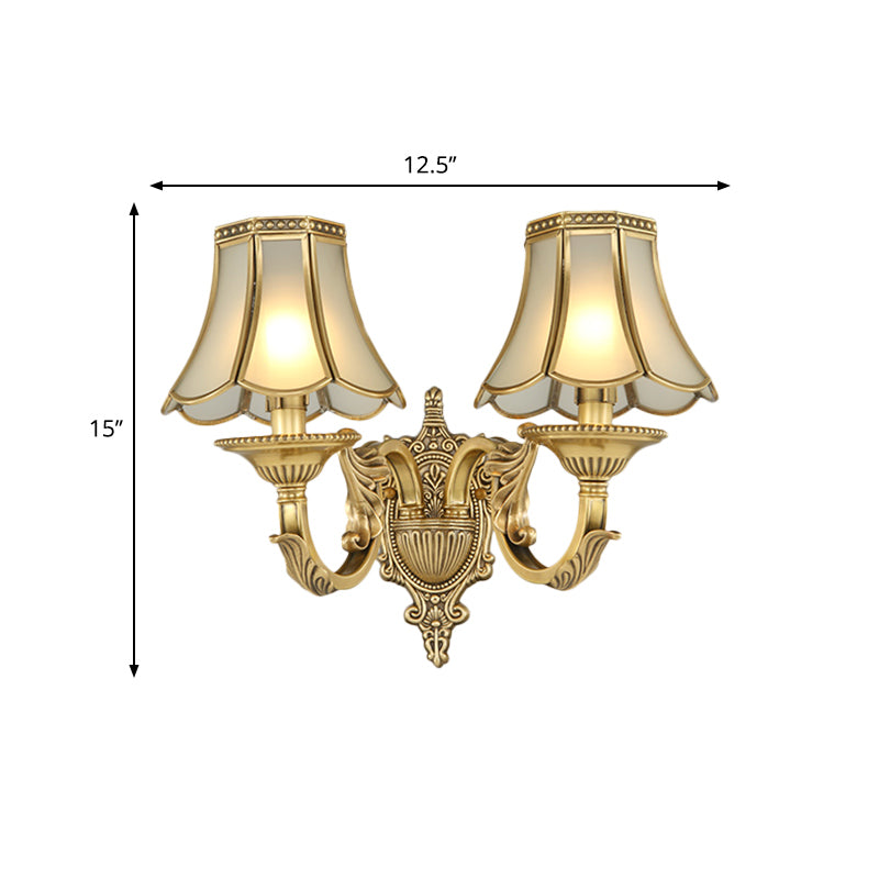 1/2-Head Bell Sconce Light Fixture Traditional Brass Metal Wall Light Sconce for Bedroom Clearhalo 'Wall Lamps & Sconces' 'Wall Lights' Lighting' 274387