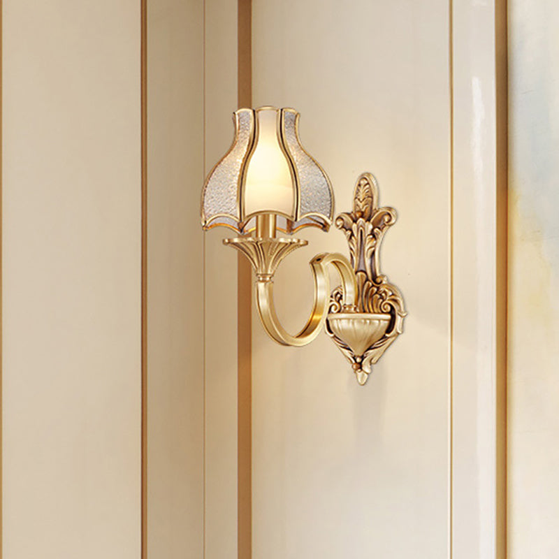 Metal Brass Wall Sconce Lighting Curving 1/2-Light Traditional Wall Light Fixture for Bedroom 1.0 Brass Clearhalo 'Wall Lamps & Sconces' 'Wall Lights' Lighting' 274500