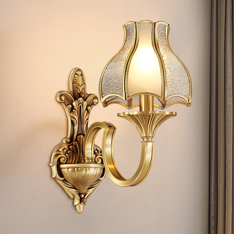 Metal Brass Wall Sconce Lighting Curving 1/2-Light Traditional Wall Light Fixture for Bedroom Clearhalo 'Wall Lamps & Sconces' 'Wall Lights' Lighting' 274501