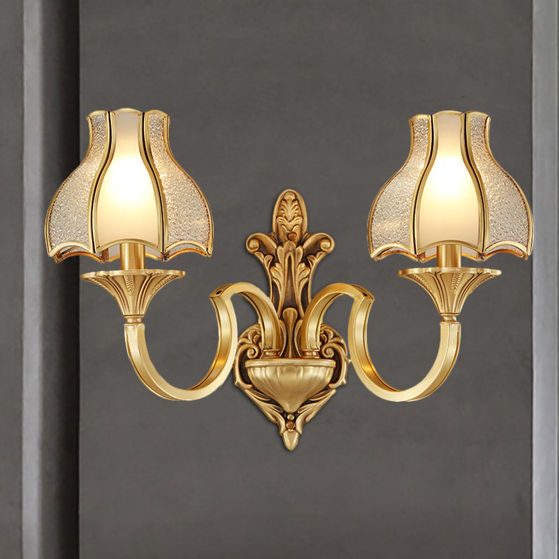 Metal Brass Wall Sconce Lighting Curving 1/2-Light Traditional Wall Light Fixture for Bedroom 2.0 Brass Clearhalo 'Wall Lamps & Sconces' 'Wall Lights' Lighting' 274506