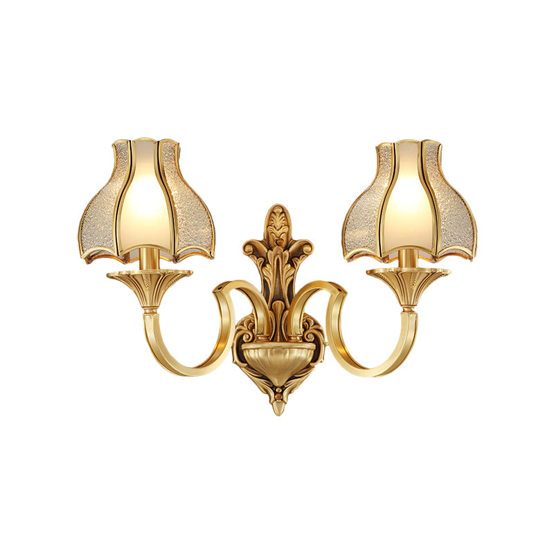 Metal Brass Wall Sconce Lighting Curving 1/2-Light Traditional Wall Light Fixture for Bedroom Clearhalo 'Wall Lamps & Sconces' 'Wall Lights' Lighting' 274509