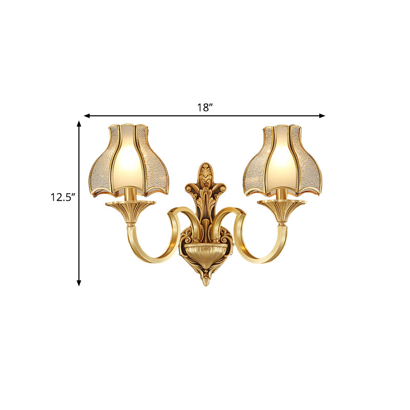 Metal Brass Wall Sconce Lighting Curving 1/2-Light Traditional Wall Light Fixture for Bedroom Clearhalo 'Wall Lamps & Sconces' 'Wall Lights' Lighting' 274510