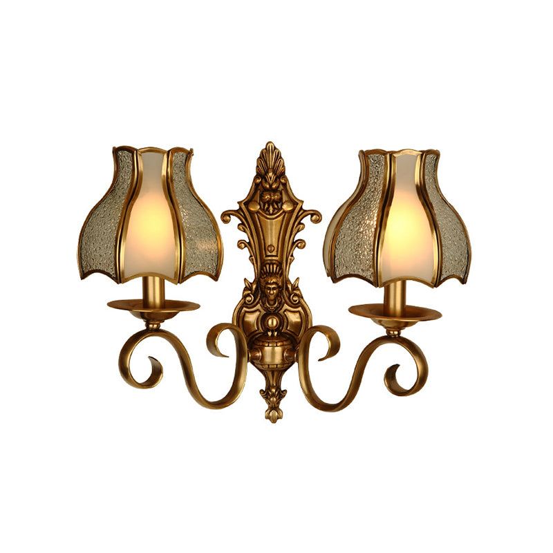 Brass 1/2-Light Wall Light Sconce Traditional Metal Curved Wall Mounted Lamp for Living Room Clearhalo 'Wall Lamps & Sconces' 'Wall Lights' Lighting' 274519