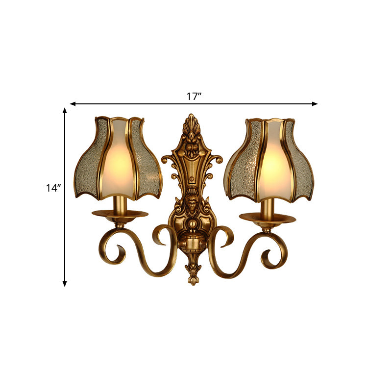 Brass 1/2-Light Wall Light Sconce Traditional Metal Curved Wall Mounted Lamp for Living Room Clearhalo 'Wall Lamps & Sconces' 'Wall Lights' Lighting' 274520