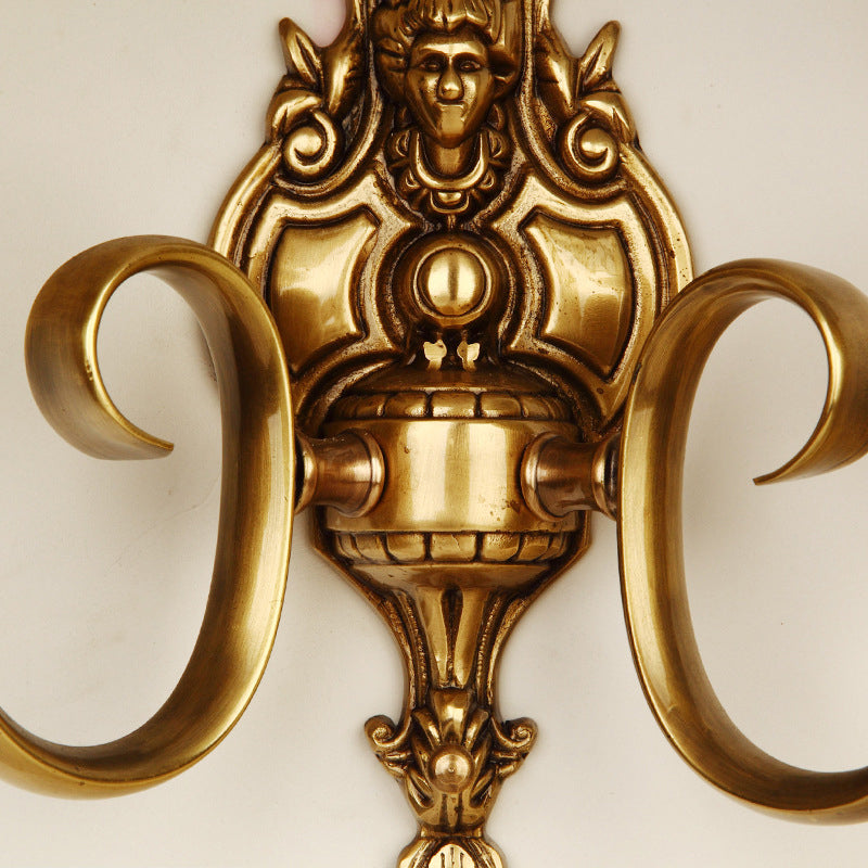 Brass 1/2-Light Wall Light Sconce Traditional Metal Curved Wall Mounted Lamp for Living Room Clearhalo 'Wall Lamps & Sconces' 'Wall Lights' Lighting' 274521