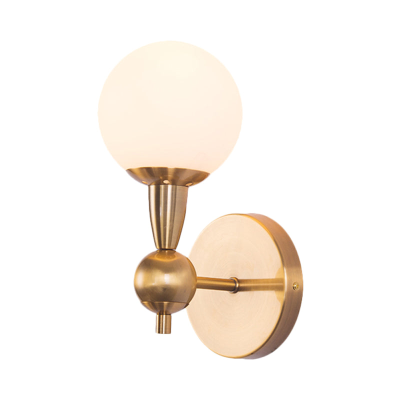 Spherical Sconce Light Minimal Hand Blown Glass 1/2-Bulb Bedroom Wall Sconce in Gold Clearhalo 'Cast Iron' 'Glass' 'Industrial' 'Modern wall lights' 'Modern' 'Tiffany' 'Traditional wall lights' 'Wall Lamps & Sconces' 'Wall Lights' Lighting' 274611