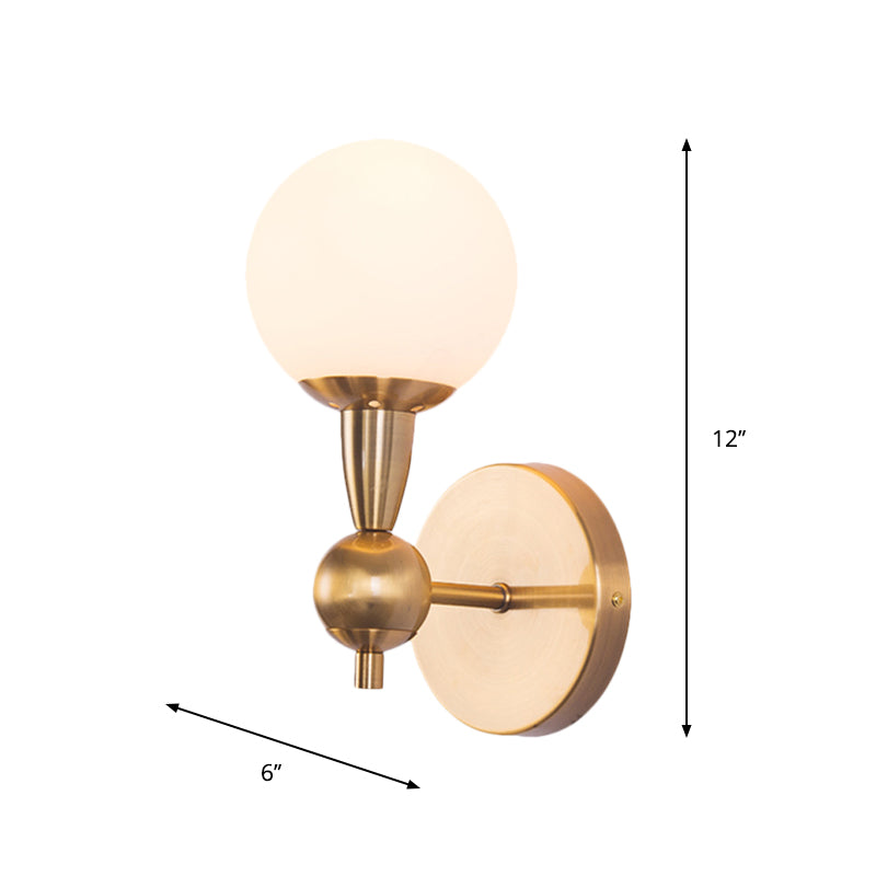 Spherical Sconce Light Minimal Hand Blown Glass 1/2-Bulb Bedroom Wall Sconce in Gold Clearhalo 'Cast Iron' 'Glass' 'Industrial' 'Modern wall lights' 'Modern' 'Tiffany' 'Traditional wall lights' 'Wall Lamps & Sconces' 'Wall Lights' Lighting' 274612