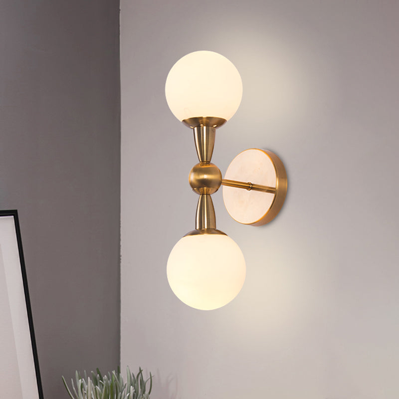 Spherical Sconce Light Minimal Hand Blown Glass 1/2-Bulb Bedroom Wall Sconce in Gold Clearhalo 'Cast Iron' 'Glass' 'Industrial' 'Modern wall lights' 'Modern' 'Tiffany' 'Traditional wall lights' 'Wall Lamps & Sconces' 'Wall Lights' Lighting' 274614