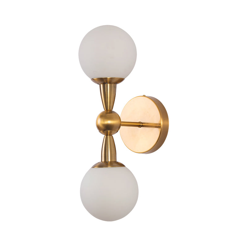 Spherical Sconce Light Minimal Hand Blown Glass 1/2-Bulb Bedroom Wall Sconce in Gold Clearhalo 'Cast Iron' 'Glass' 'Industrial' 'Modern wall lights' 'Modern' 'Tiffany' 'Traditional wall lights' 'Wall Lamps & Sconces' 'Wall Lights' Lighting' 274616