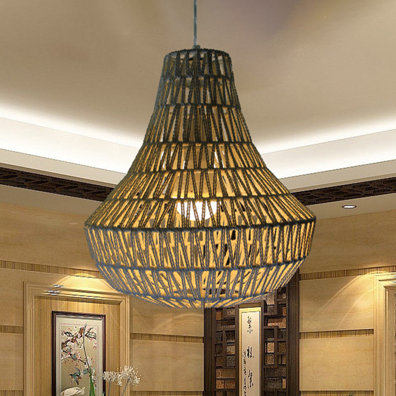 Modernism Pear Pendant Lighting Paper 1 Bulb Hanging Light Fixture in Beige Beige Clearhalo 'Ceiling Lights' 'Pendant Lights' 'Pendants' Lighting' 274649_4acd132f-da89-41c9-856c-ce1448fa7256