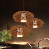 Woven Suspension Pendant Retro Rattan 1 Bulb Brown Hanging Light Kit for Tearoom Brown Clearhalo 'Ceiling Lights' 'Modern Pendants' 'Modern' 'Pendant Lights' 'Pendants' Lighting' 274718