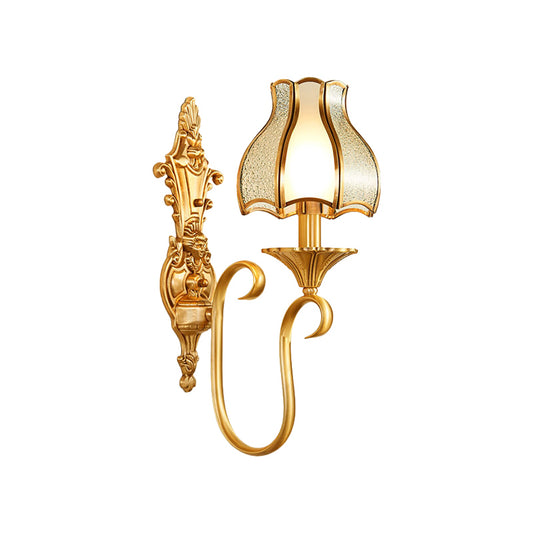 Metal Brass Sconce Light Fixture Curvy 1/2 Heads Traditional Wall Mount Lamp for Living Room Clearhalo 'Wall Lamps & Sconces' 'Wall Lights' Lighting' 274728