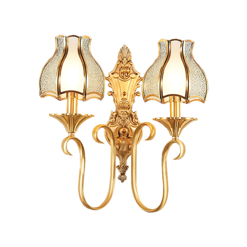 Metal Brass Sconce Light Fixture Curvy 1/2 Heads Traditional Wall Mount Lamp for Living Room Clearhalo 'Wall Lamps & Sconces' 'Wall Lights' Lighting' 274734