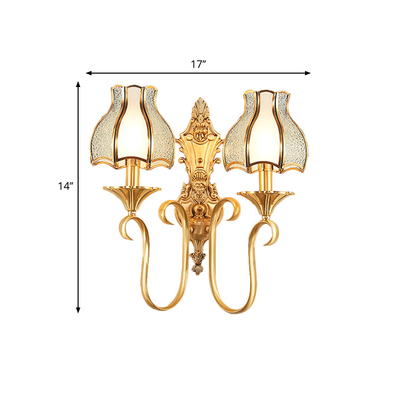 Metal Brass Sconce Light Fixture Curvy 1/2 Heads Traditional Wall Mount Lamp for Living Room Clearhalo 'Wall Lamps & Sconces' 'Wall Lights' Lighting' 274735